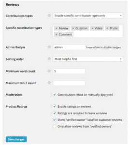 WooCommerce Product Reviews Pro Settings Page