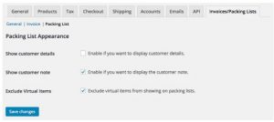 Print Invoices & Packing lists Setting Pages