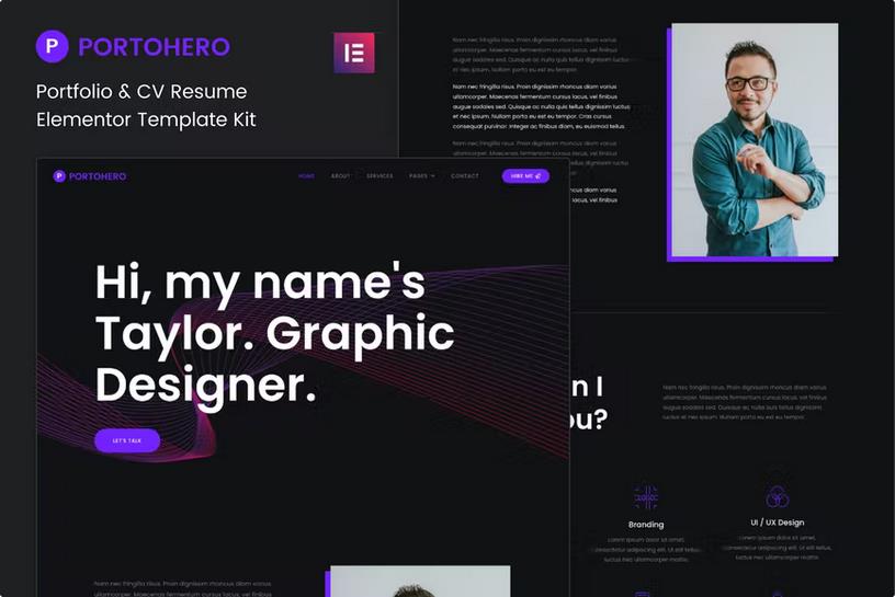 Portohero - Personal Portfolio & CV Elementor Template Kit vLatest Version